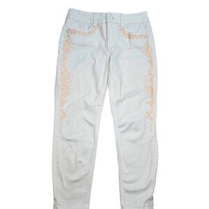 Melissa McCarthy Seven7 For All Mankind Tribal Embroidered White Pencil Jeans 8